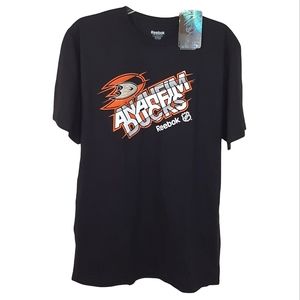 NWT Reebok Anaheim Ducks Hockey Center Ice Slant T-Shirt BLACK